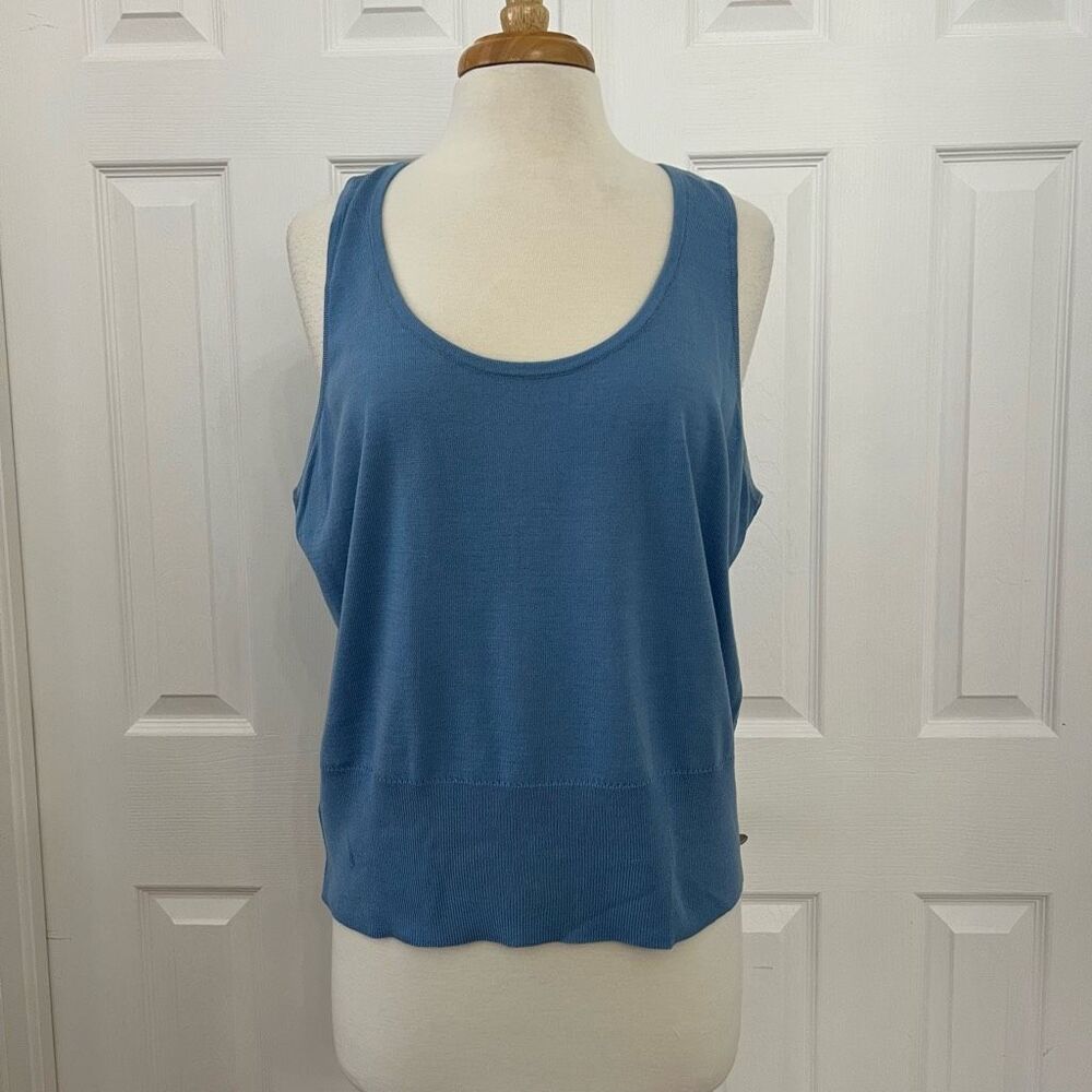 SoCa St. John Womens Blue Cotton Sleeveless Knit Tank Top Size XL